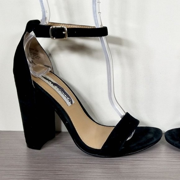 Steve Madden Carrson Block Heel Sandal, Black Suede, Womens Size 5.5 B - Picture 7 of 12